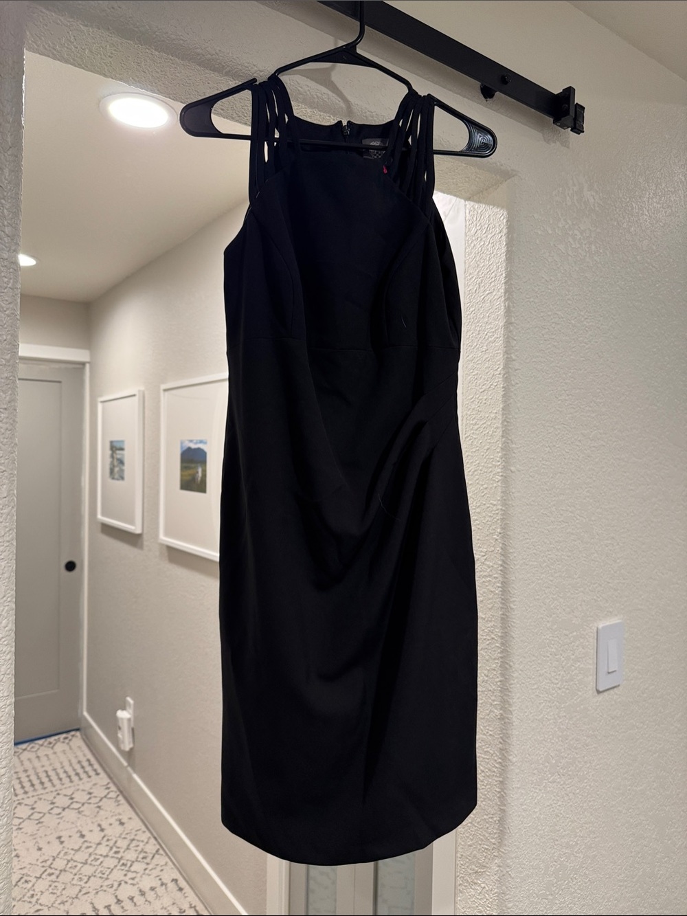 Vince Camuto Black Strappy Midi Sheath Dress